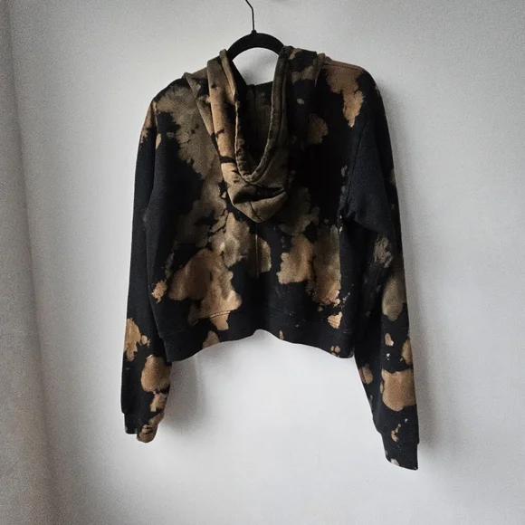Cotton Citizen Black Brown Hues Tie-Dye Cropped Hooded Sweatshirt - Picture 8 of 15